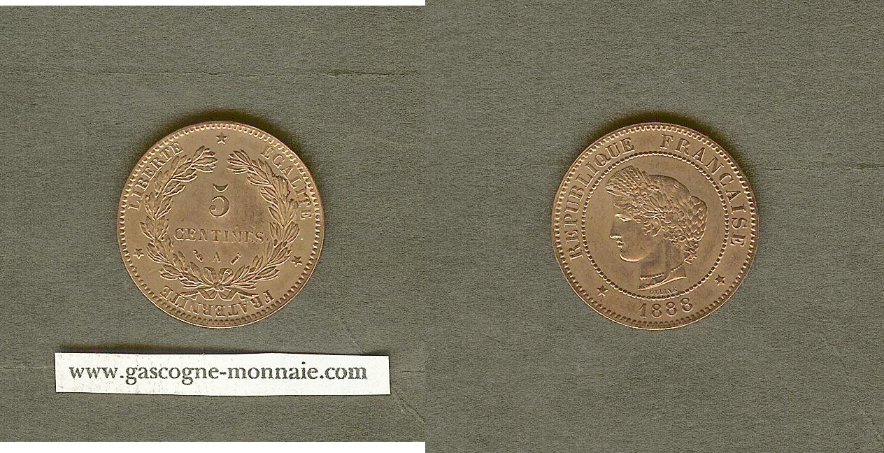 5 centimes 1888 A Paris Cérès SUP+